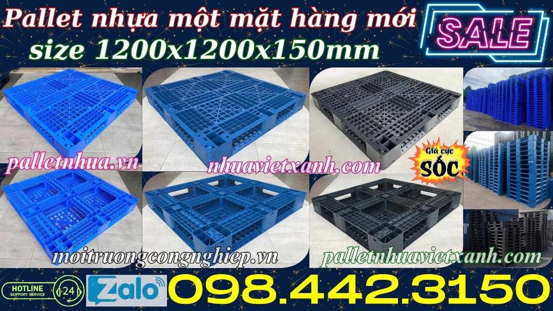 Pallet nhựa 1200x1200x150mm hàng mới một mặt