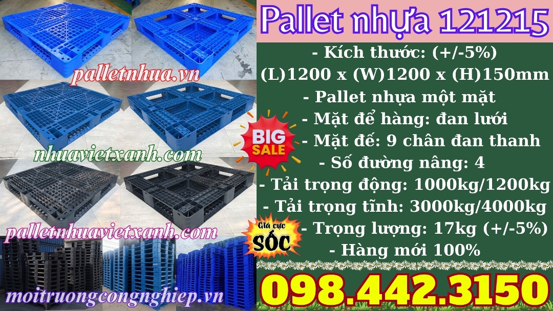 Pallet nhựa 1200x1200x150mm PL121215