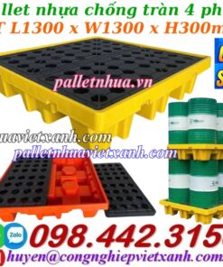 Pallet nhựa chống tràn 4 phuy cao 300mm - 26.5kg