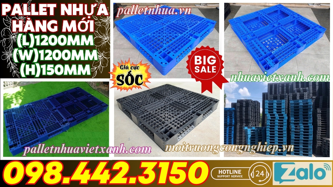 Pallet nhựa hàng mới KT 1200x1200x150mm