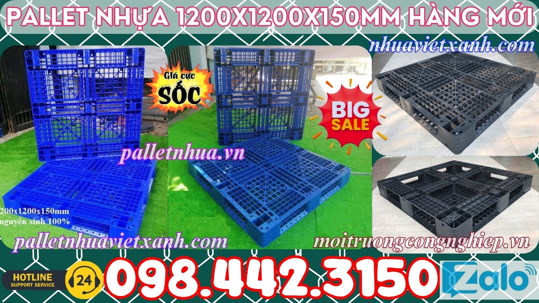 Pallet nhựa mới size 1200x1200x150mm